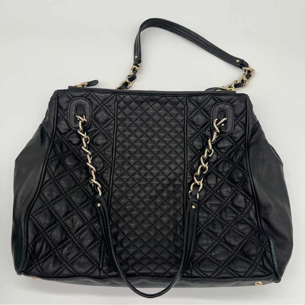 Brooks Brothers Black Quilted Soft Leather Bag with beautiful Gold color Accents